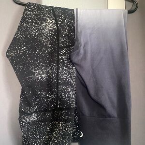2 pair Zyia Black and Gray Speckled & Ombré Active Leggings size Medium